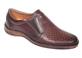 Pantofi barbati cu perforatii din piele naturala Maro Cognac GKR03M